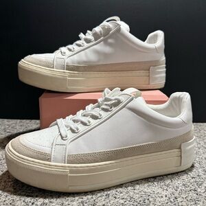 White and Cream Minimalist Sneakers with Sleek Design